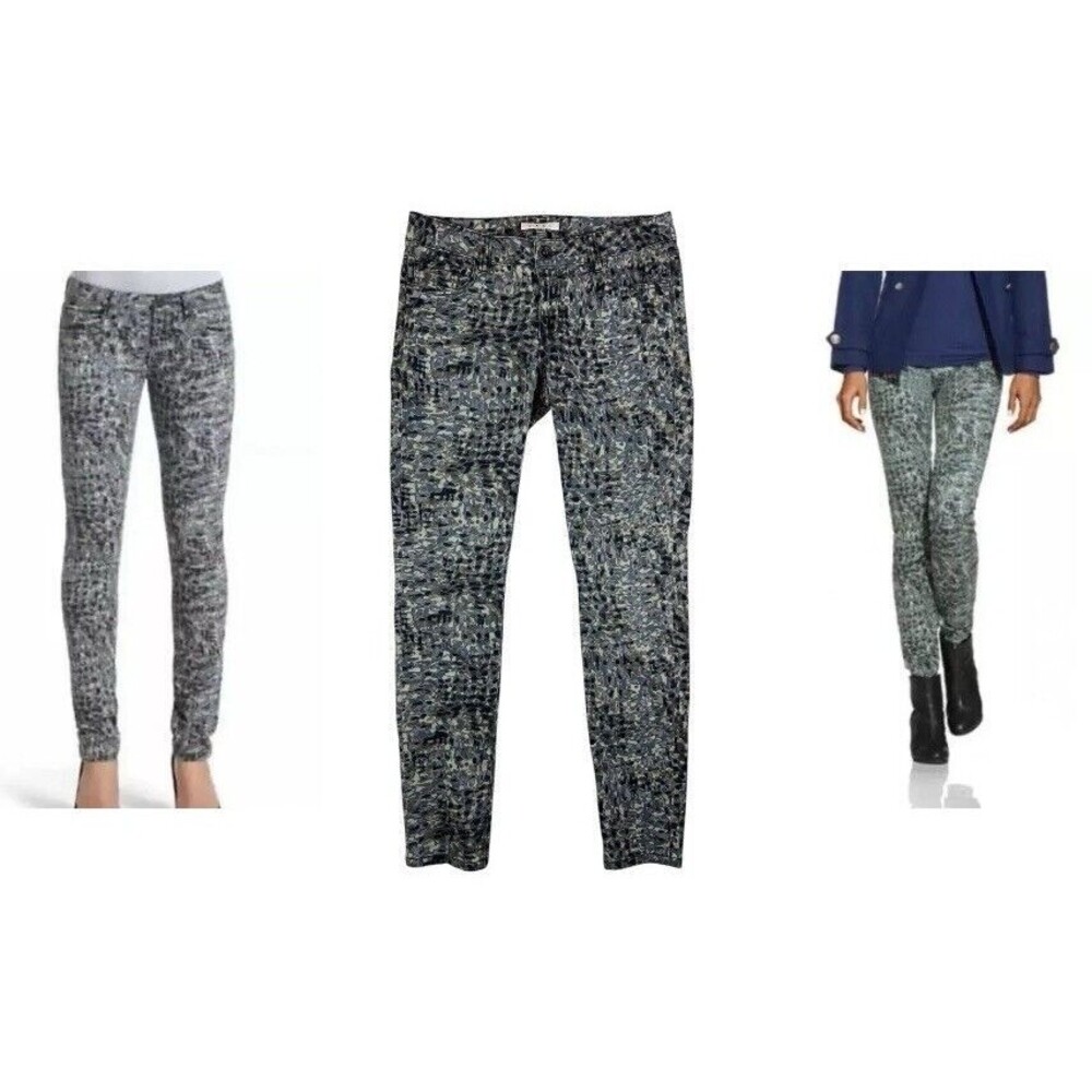 CAbi 504 Lowrise Skinny Jegging Jeans Size 4 Blue Camo BTS School Casual